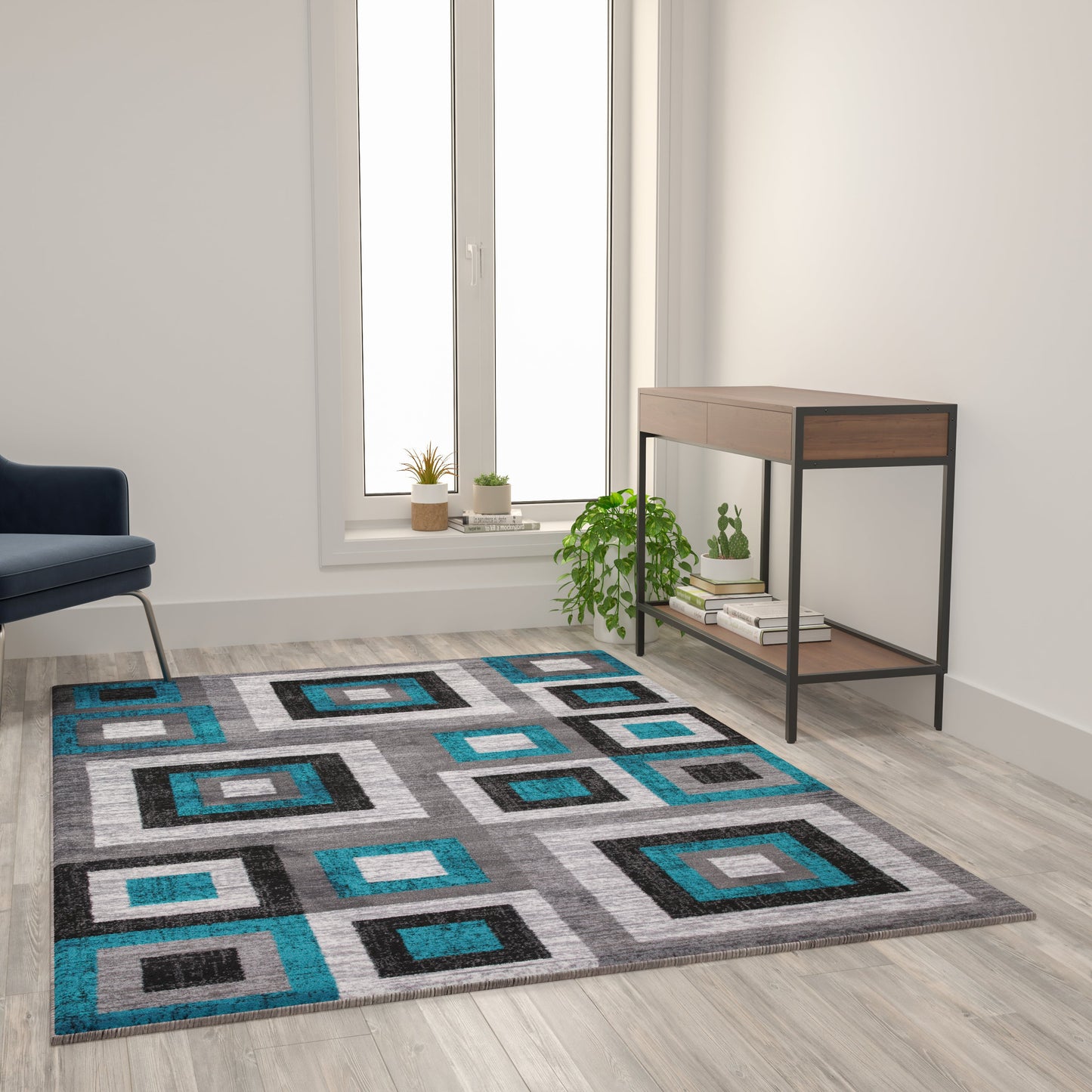 5x7 Turquoise Geometric Rug OK-HCF-7146ATUR-57-TUR-GG