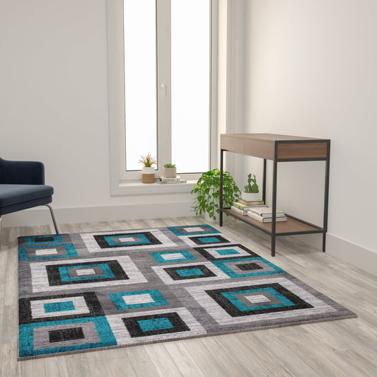 5x7 Turquoise Geometric Rug OK-HCF-7146ATUR-57-TUR-GG