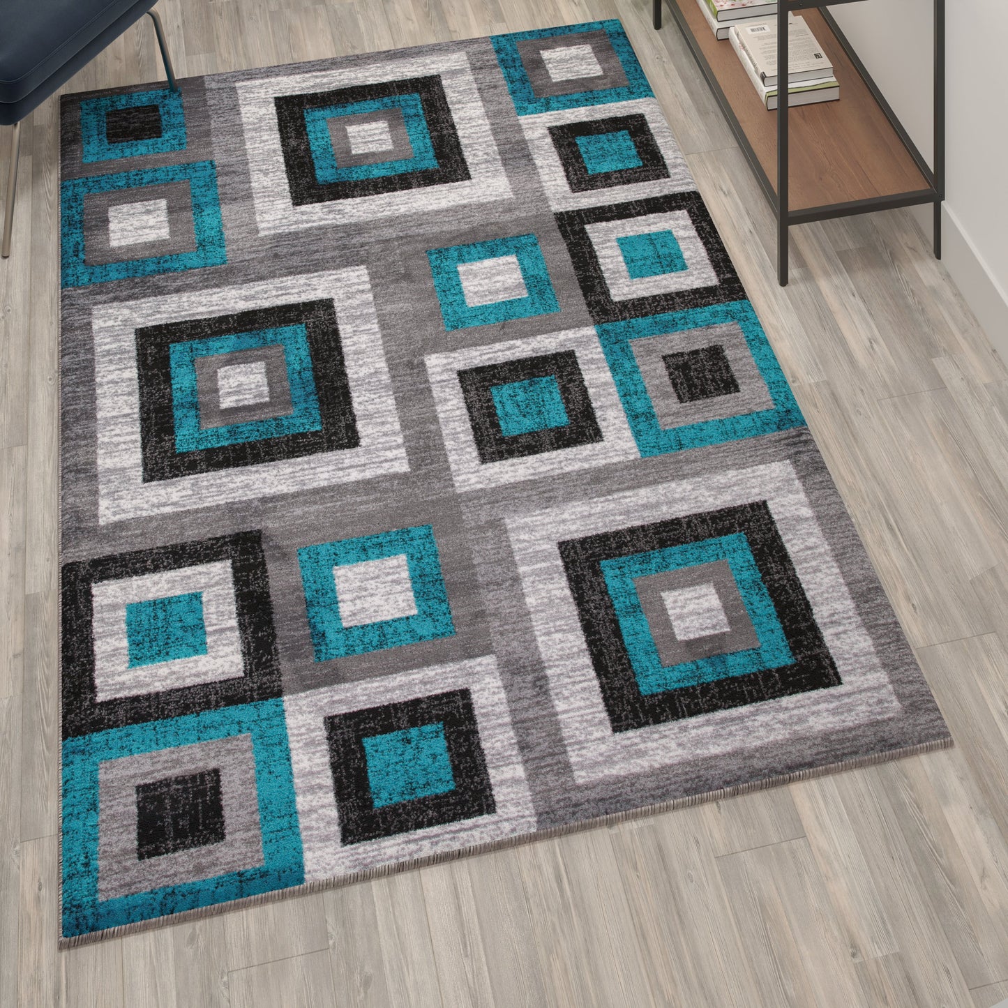 5x7 Turquoise Geometric Rug OK-HCF-7146ATUR-57-TUR-GG