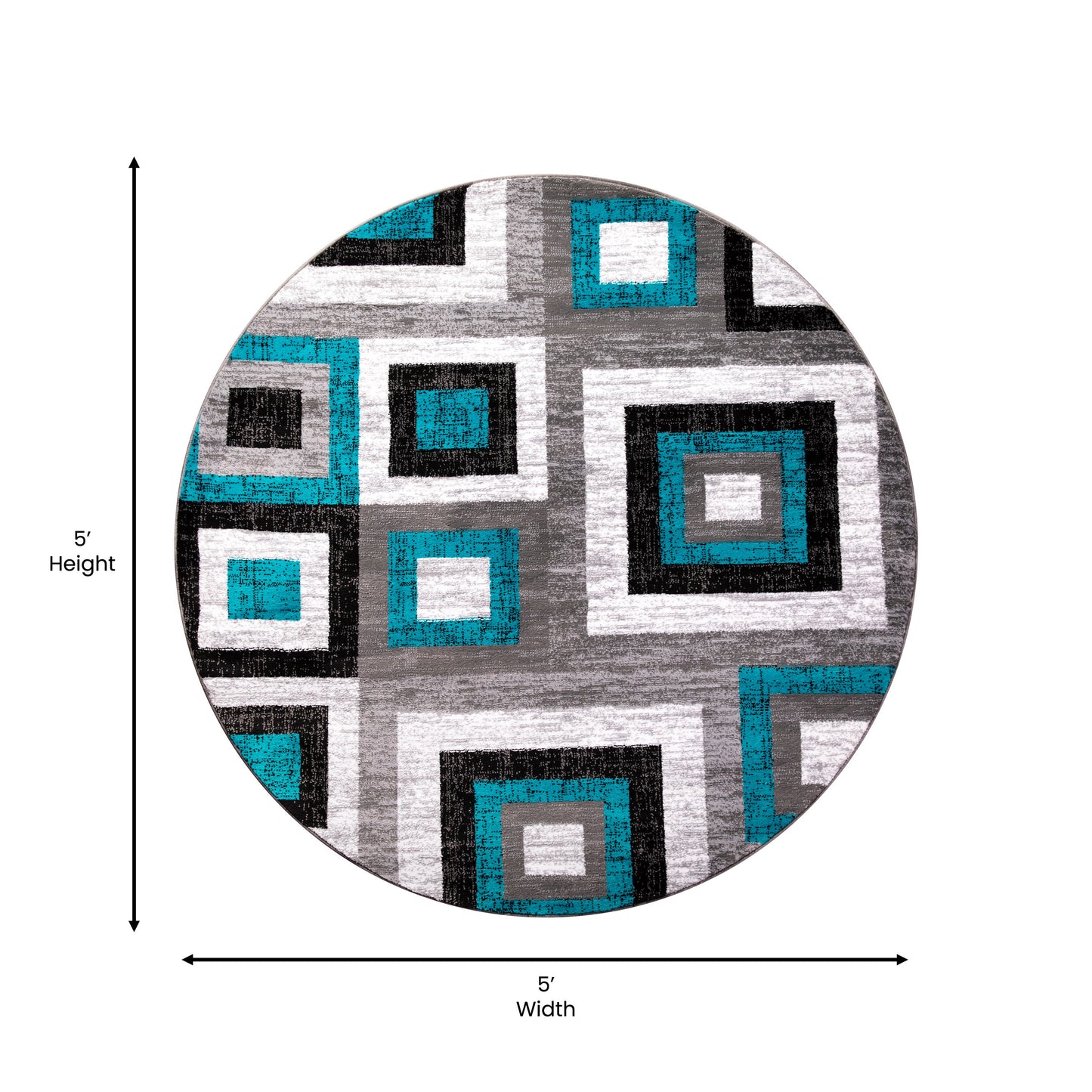 5x5 RD Turquoise Geometric Rug OK-HCF-7146ATUR-5R-TUR-GG
