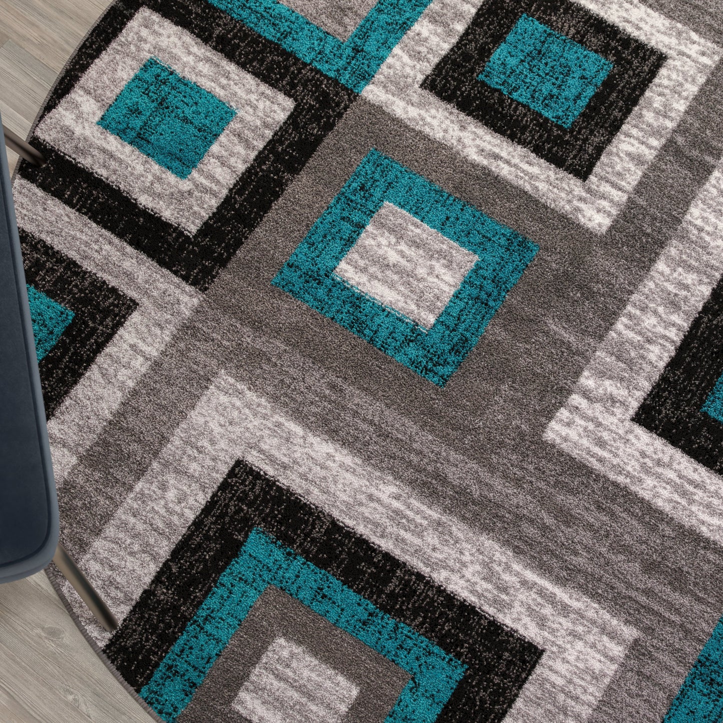 5x5 RD Turquoise Geometric Rug OK-HCF-7146ATUR-5R-TUR-GG