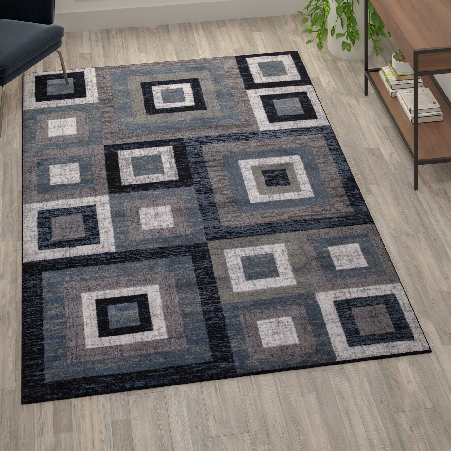6x9 Blue Geometric Rug OK-HCF-7146ATUR-69-BL-GG