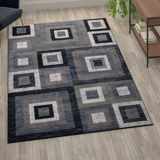 6x9 Blue Geometric Rug OK-HCF-7146ATUR-69-BL-GG