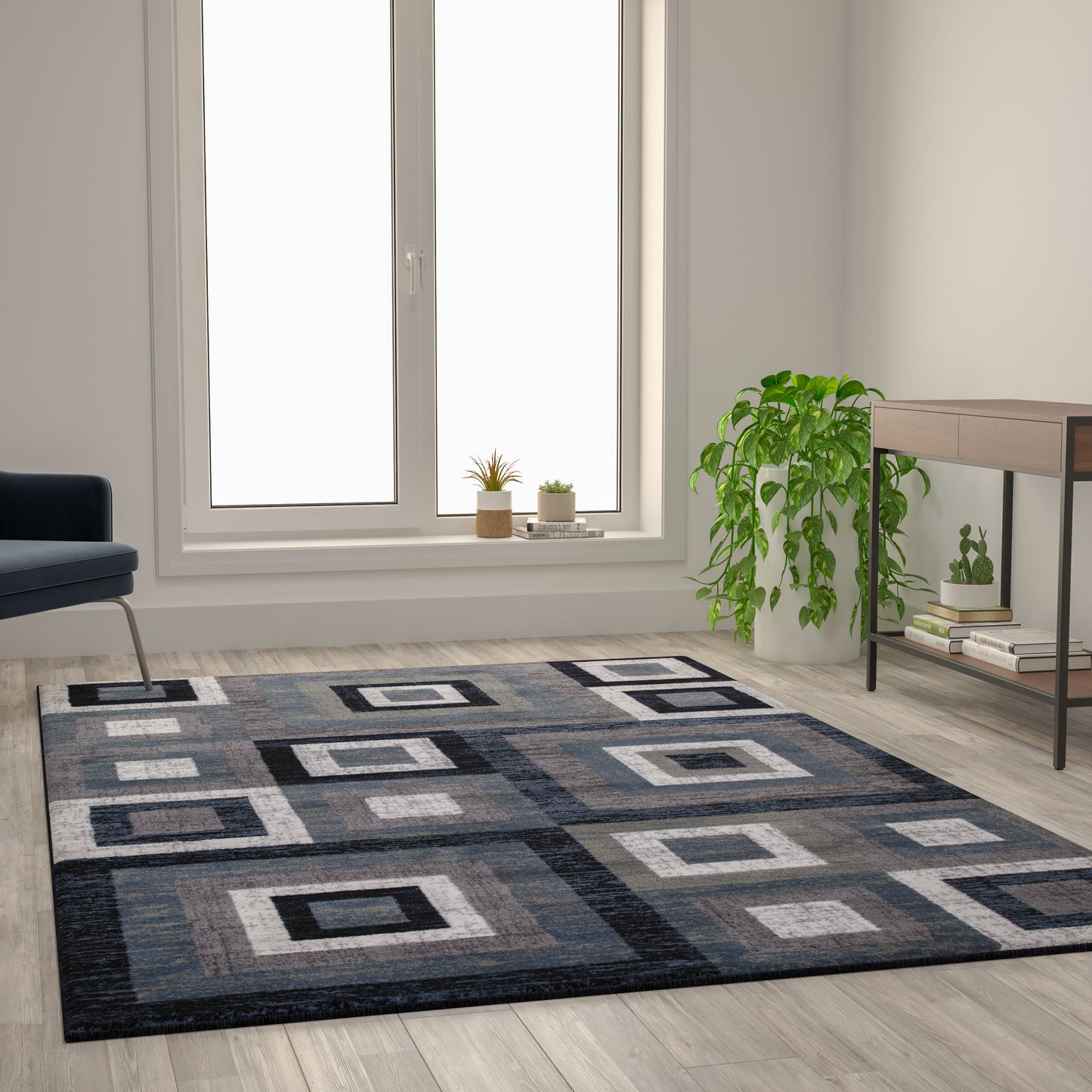 6x9 Blue Geometric Rug OK-HCF-7146ATUR-69-BL-GG