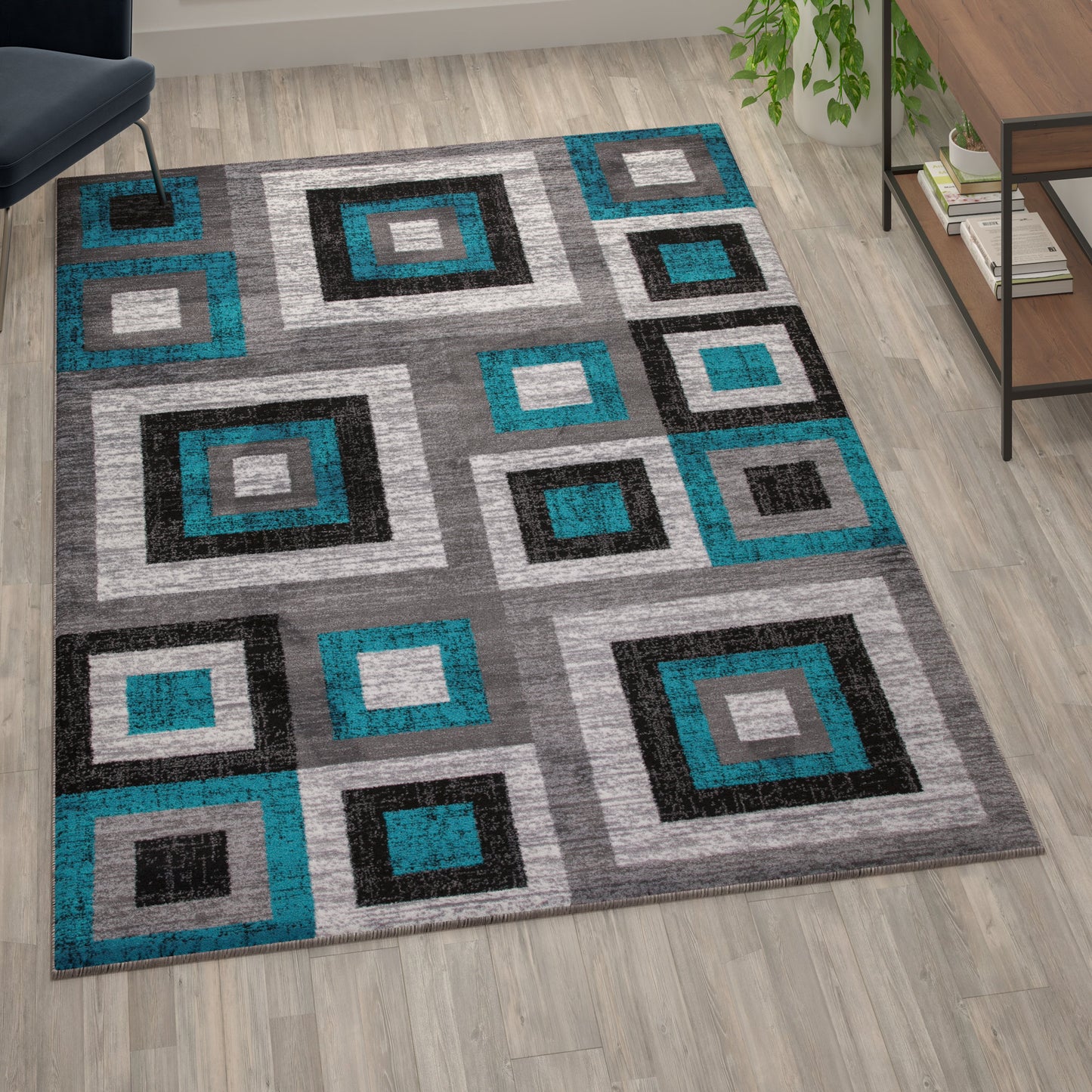 6x9 Turquoise Geometric Rug OK-HCF-7146ATUR-69-TUR-GG