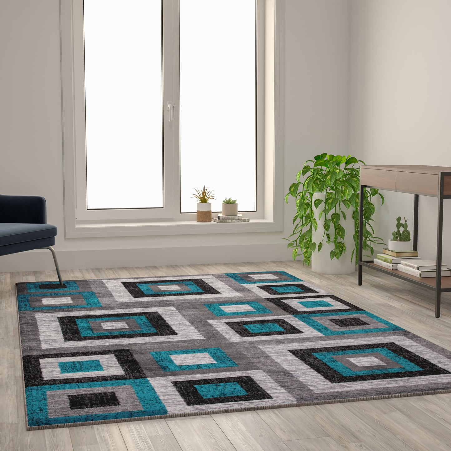 6x9 Turquoise Geometric Rug OK-HCF-7146ATUR-69-TUR-GG
