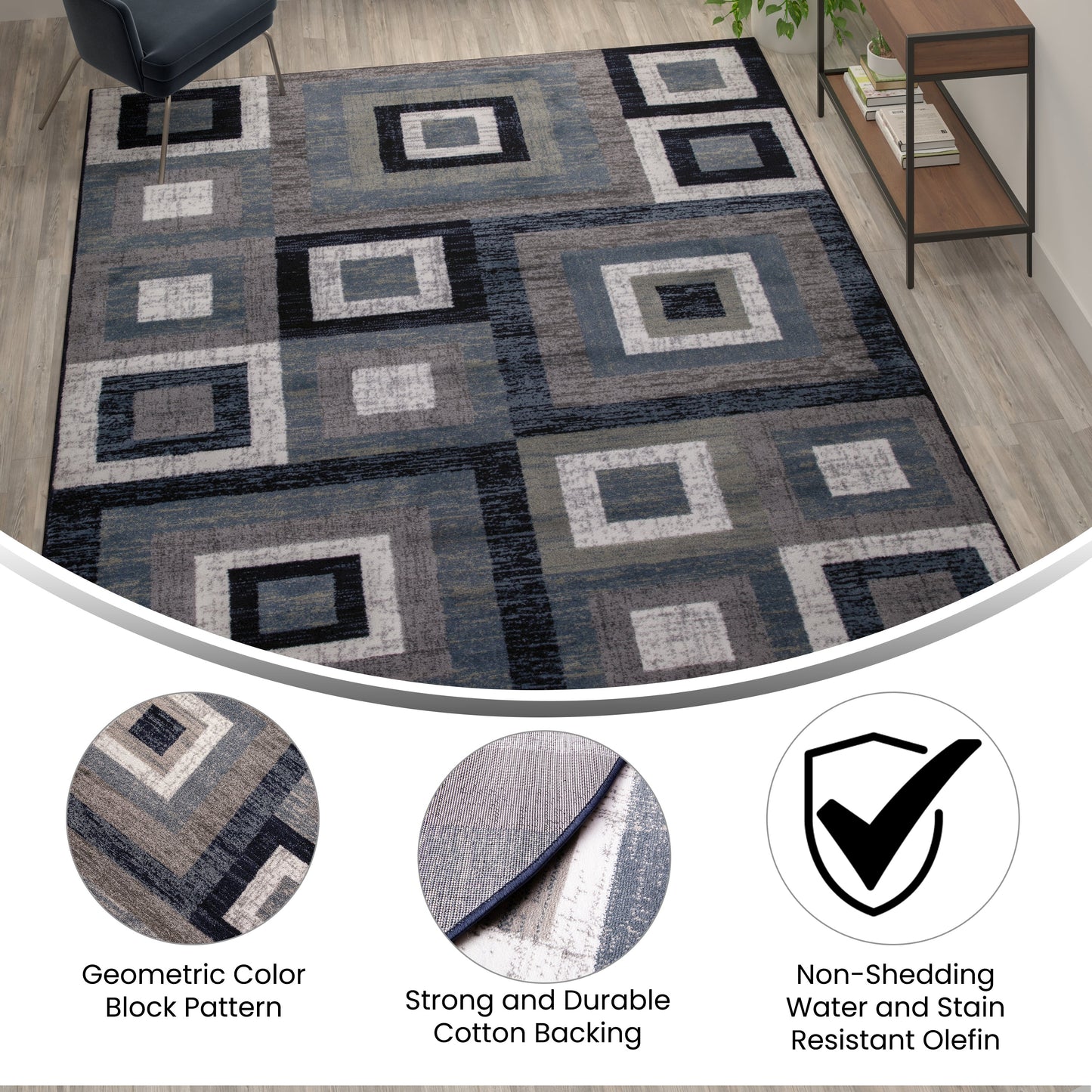 8x10 Blue Geometric Rug OK-HCF-7146ATUR-810-BL-GG