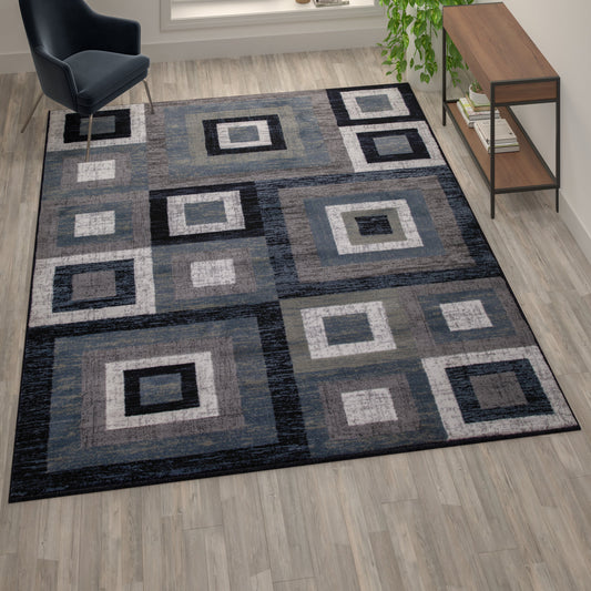 8x10 Blue Geometric Rug OK-HCF-7146ATUR-810-BL-GG