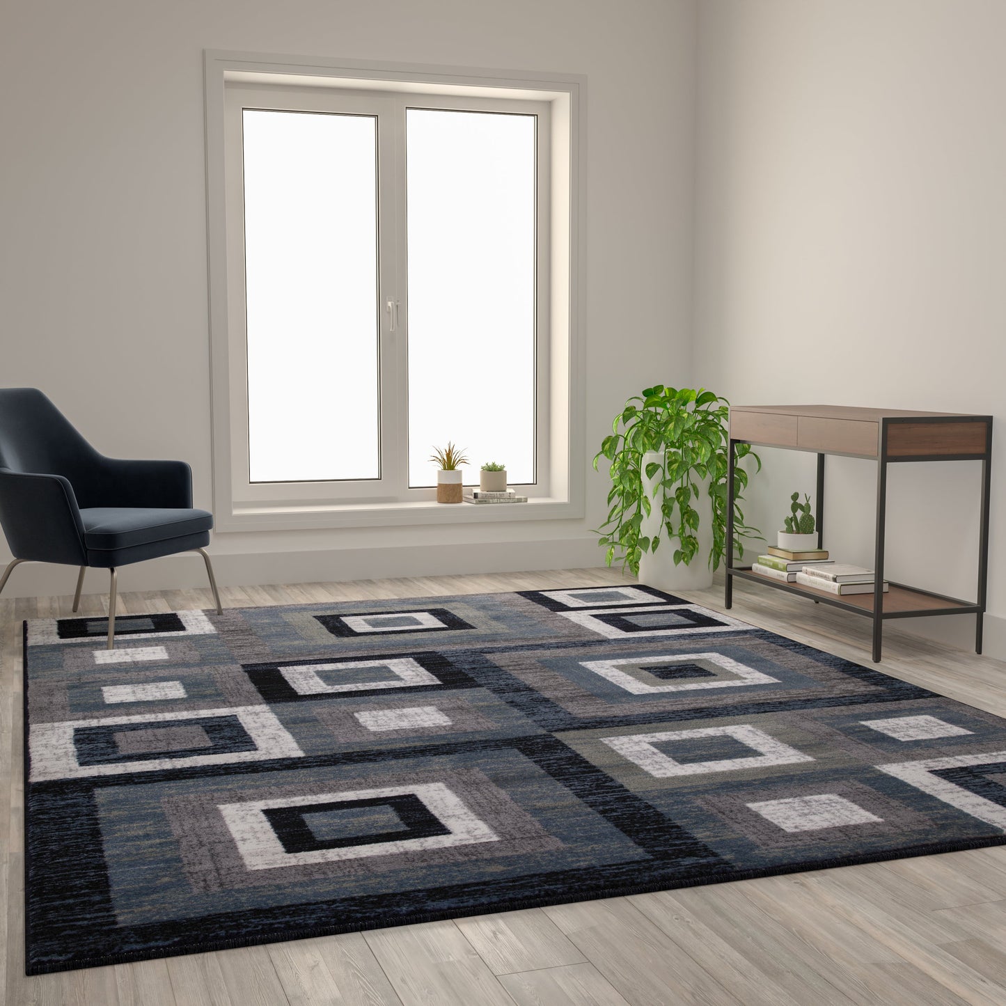 8x10 Blue Geometric Rug OK-HCF-7146ATUR-810-BL-GG