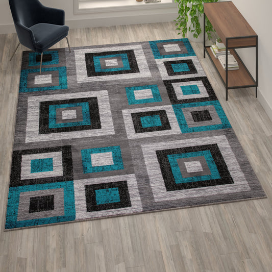 8x10 Turquoise Geometric Rug OK-HCF-7146ATUR-810-TUR-GG