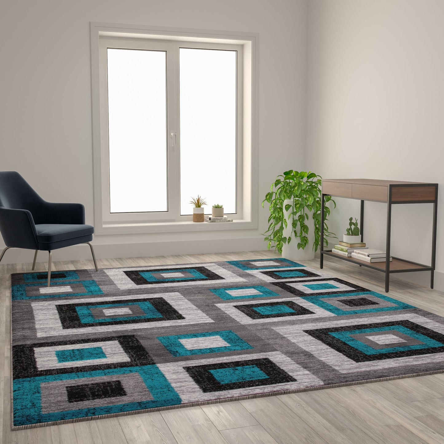 8x10 Turquoise Geometric Rug OK-HCF-7146ATUR-810-TUR-GG