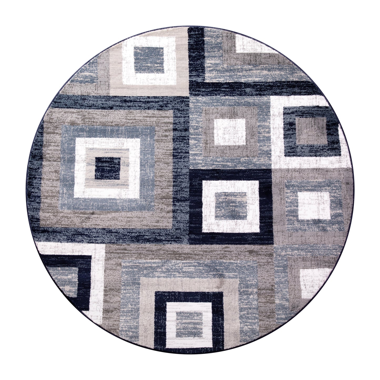 8x8 Round Blue Geometric Rug OK-HCF-7146ATUR-8R-BL-GG