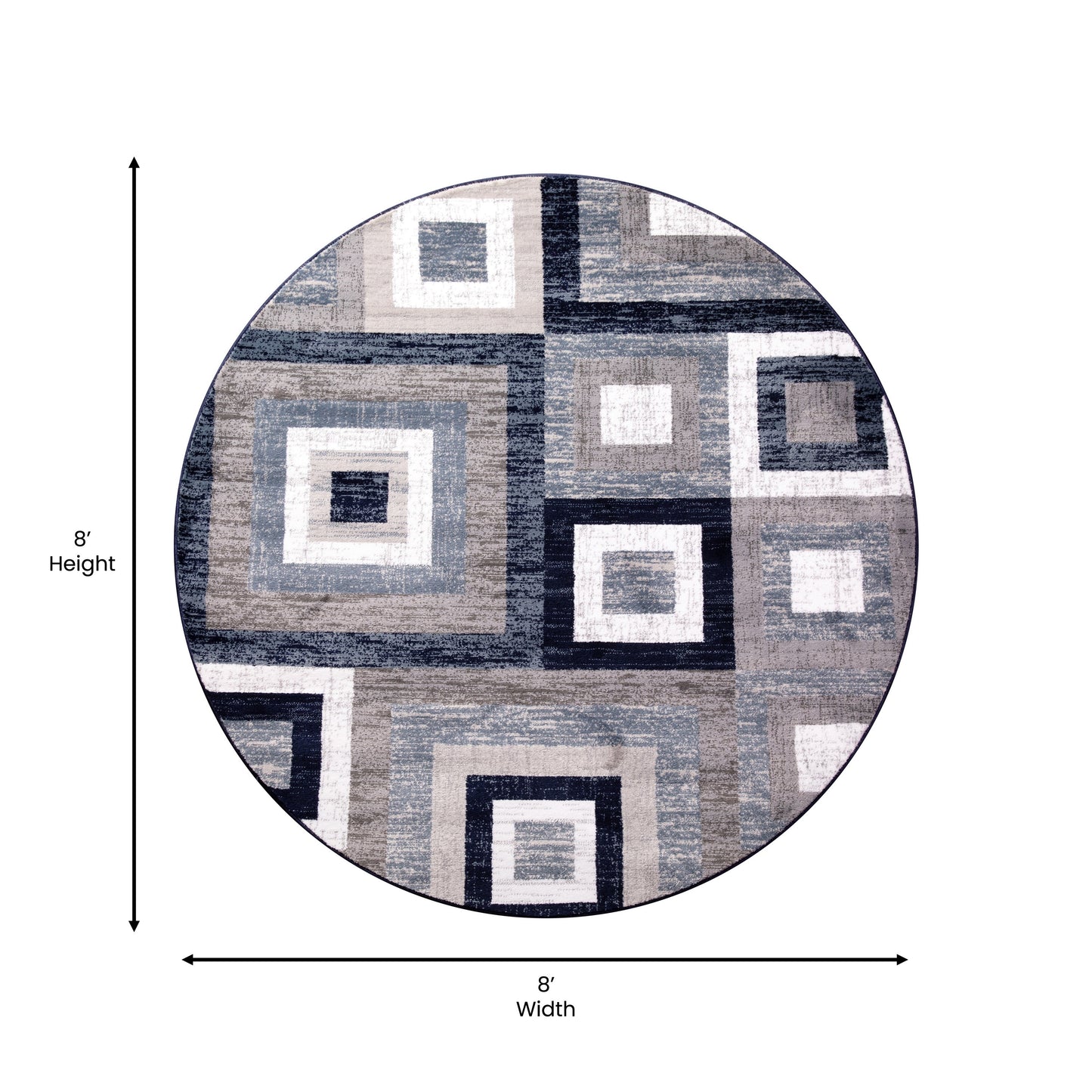 8x8 Round Blue Geometric Rug OK-HCF-7146ATUR-8R-BL-GG