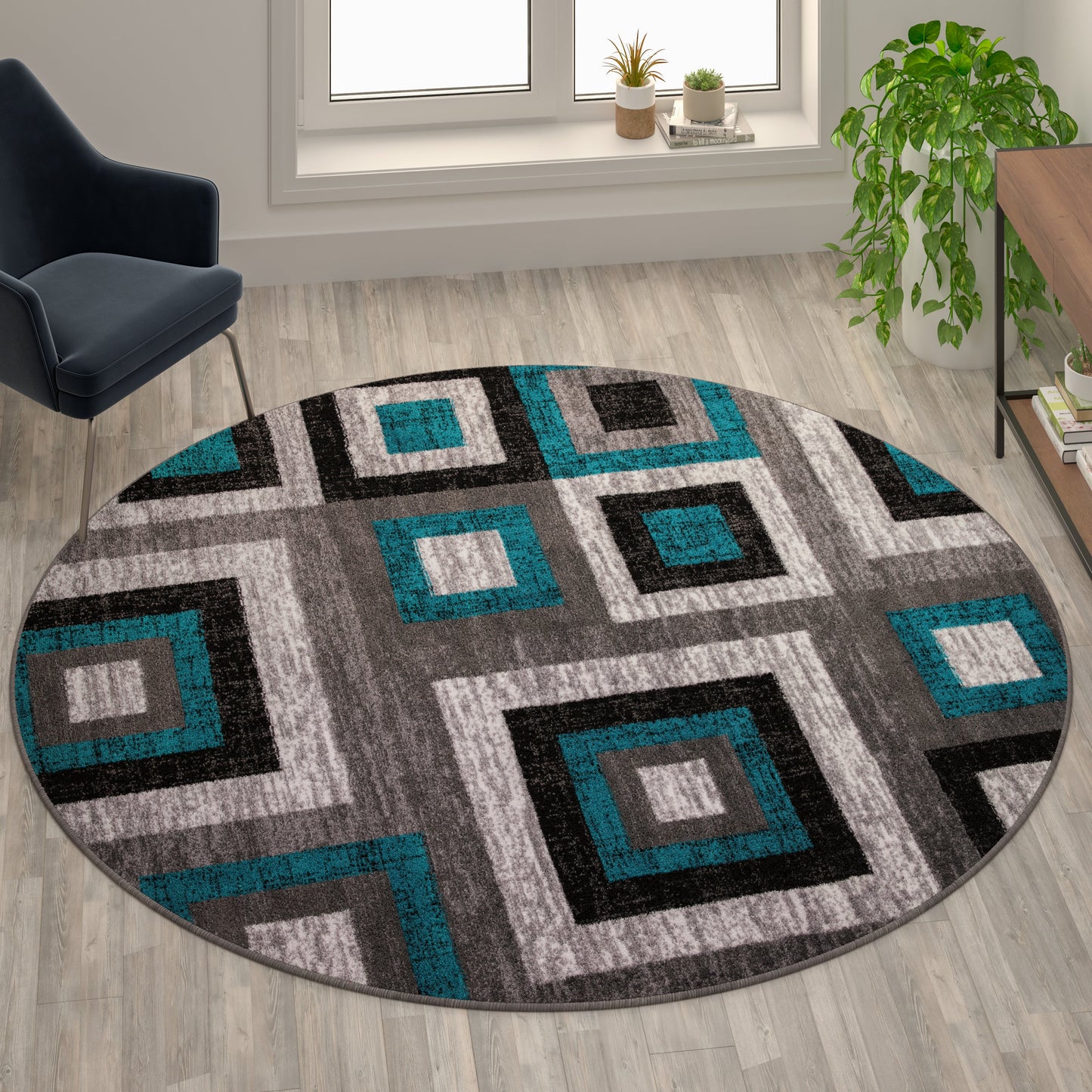 8x8 RD Turquoise Geometric Rug OK-HCF-7146ATUR-8R-TUR-GG