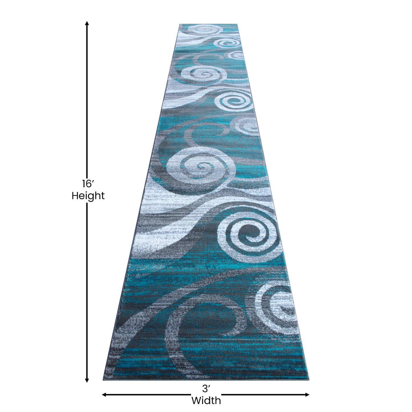 3x16 Turquoise Swirl Area Rug OKR-RG1103-316-TQ-GG