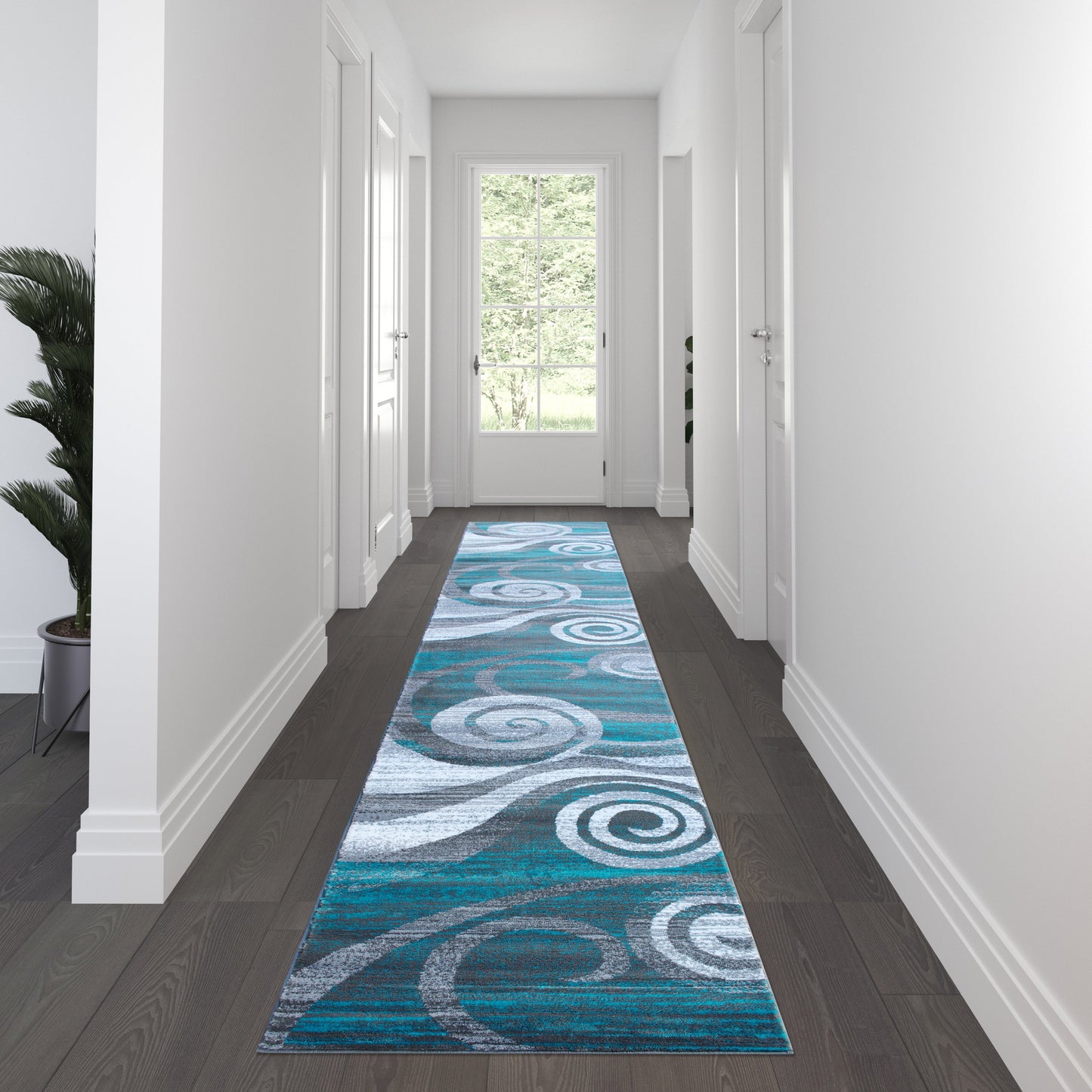 3x16 Turquoise Swirl Area Rug OKR-RG1103-316-TQ-GG