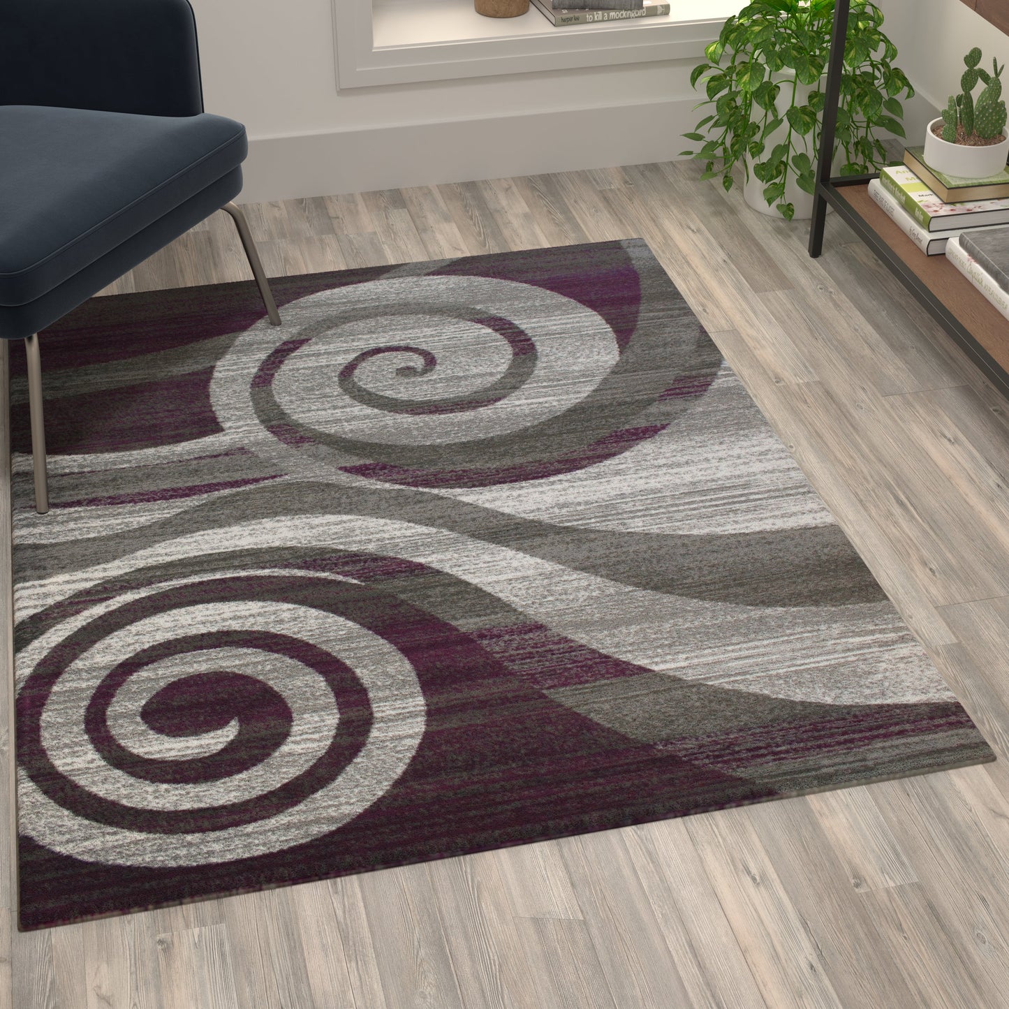 4x5 Purple Swirl Area Rug OKR-RG1103-45-PU-GG