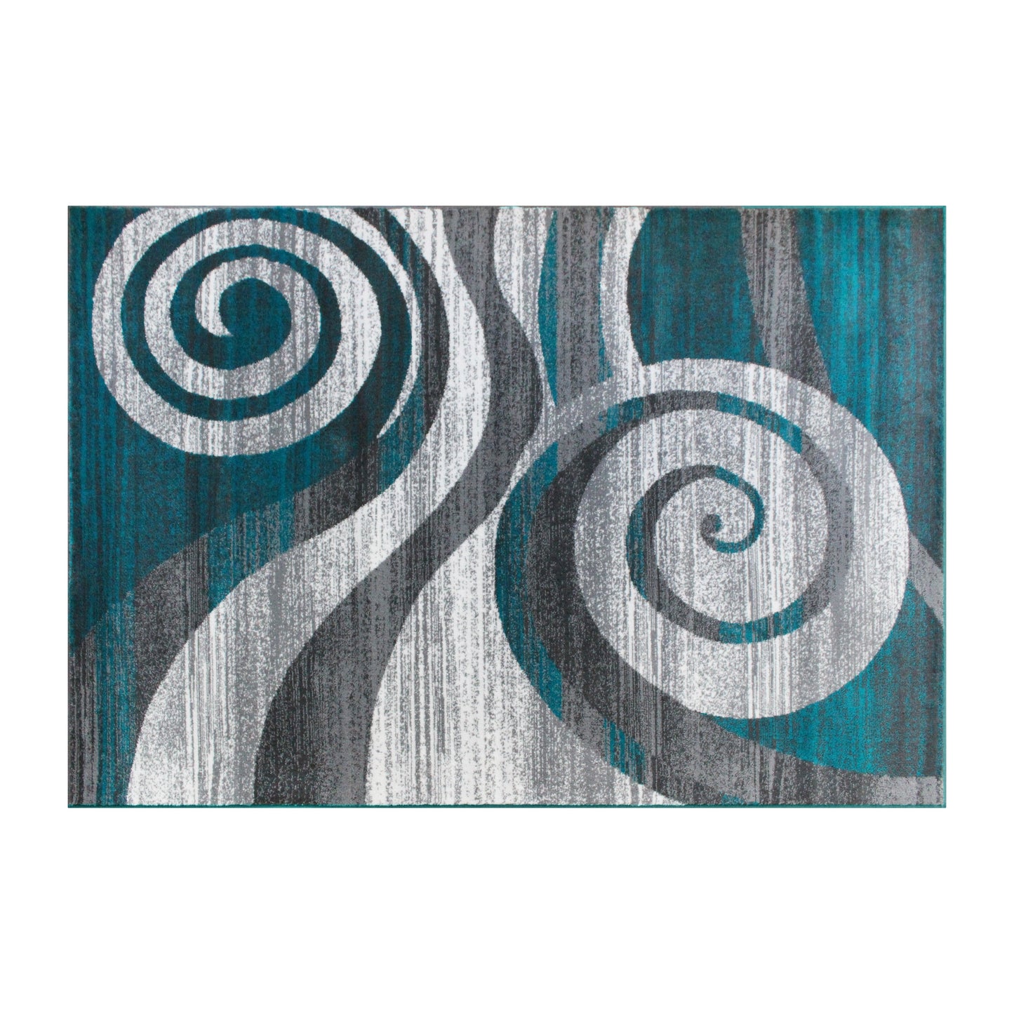 5x7 Turquoise Swirl Area Rug OKR-RG1103-57-TQ-GG