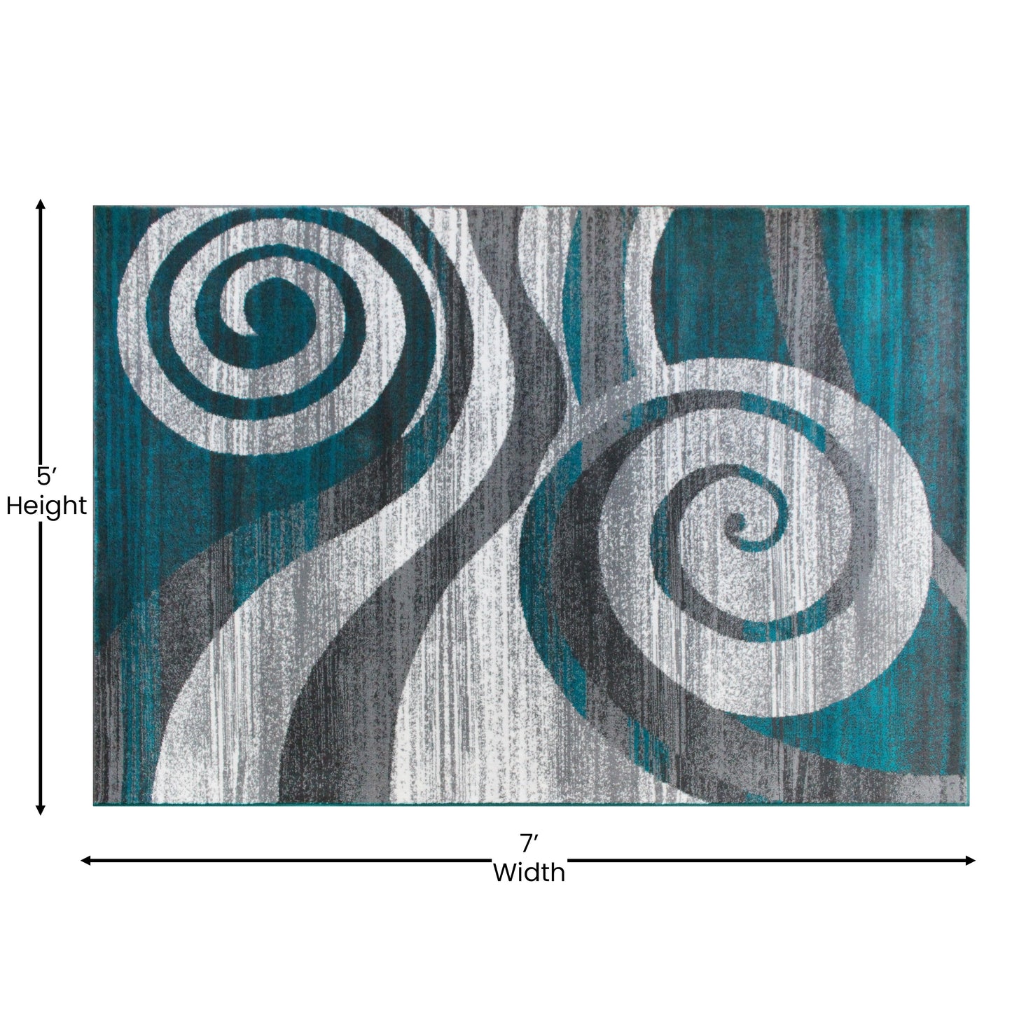 5x7 Turquoise Swirl Area Rug OKR-RG1103-57-TQ-GG