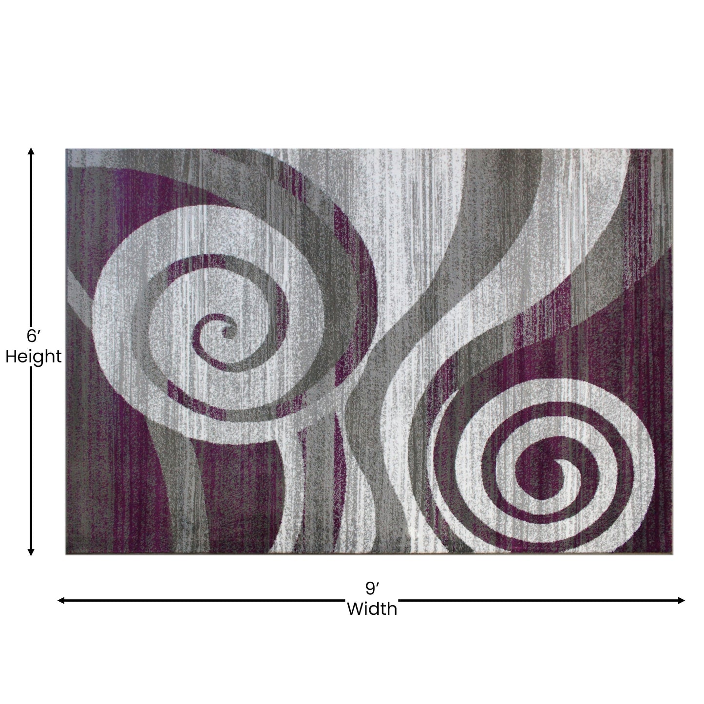 6x9 Purple Swirl Area Rug OKR-RG1103-69-PU-GG