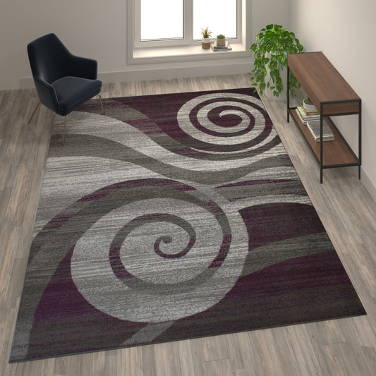 6x9 Purple Swirl Area Rug OKR-RG1103-69-PU-GG