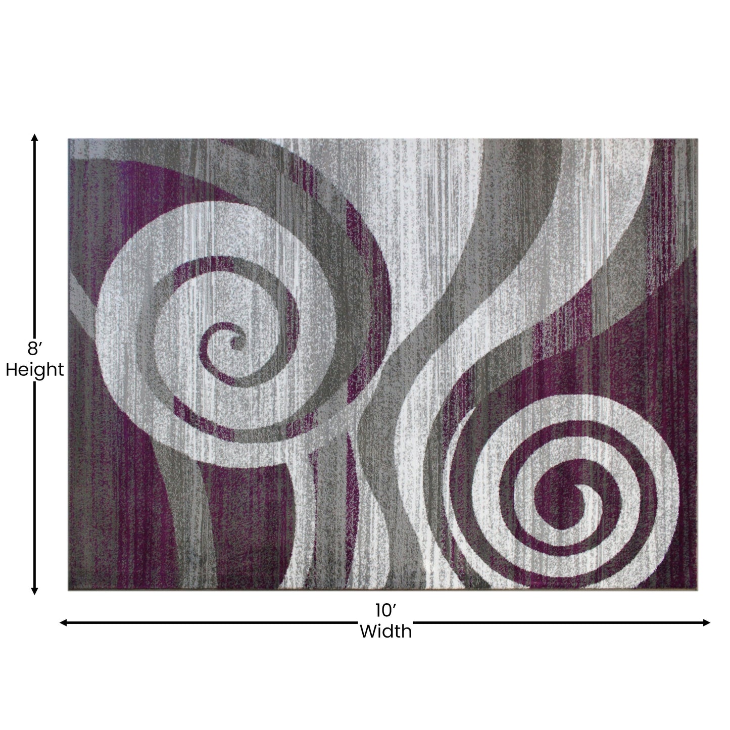 8x10 Purple Swirl Area Rug OKR-RG1103-810-PU-GG