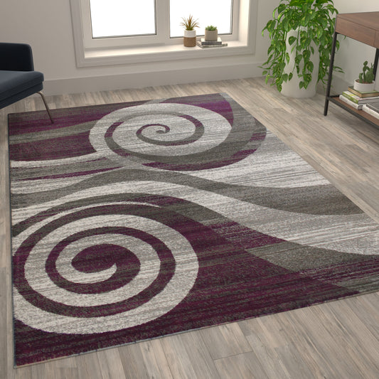 8x10 Purple Swirl Area Rug OKR-RG1103-810-PU-GG
