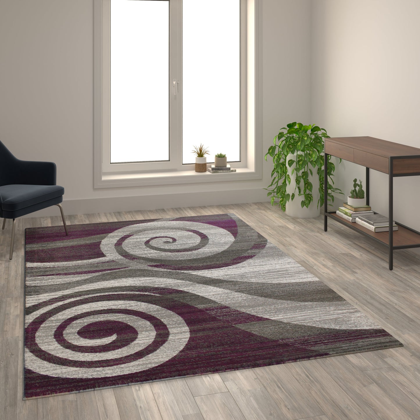 8x10 Purple Swirl Area Rug OKR-RG1103-810-PU-GG