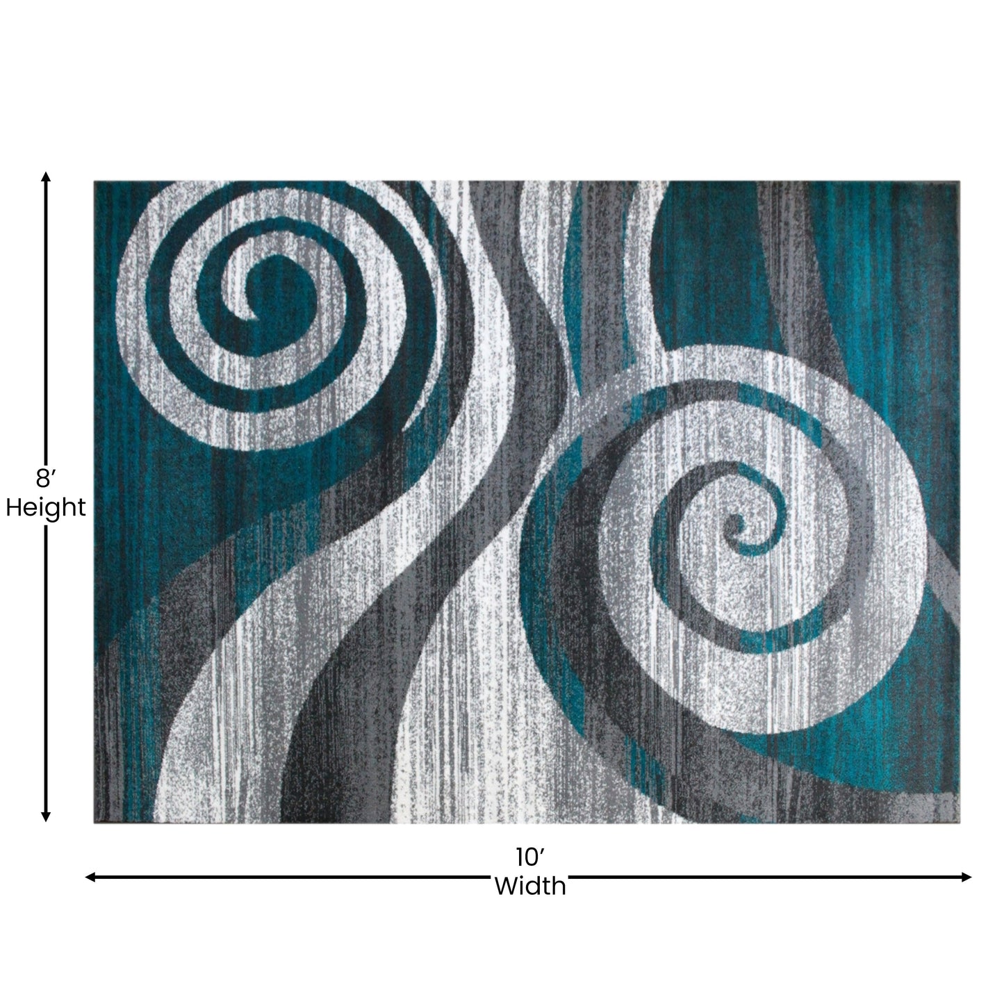 8x10 Turquoise Swirl Area Rug OKR-RG1103-810-TQ-GG
