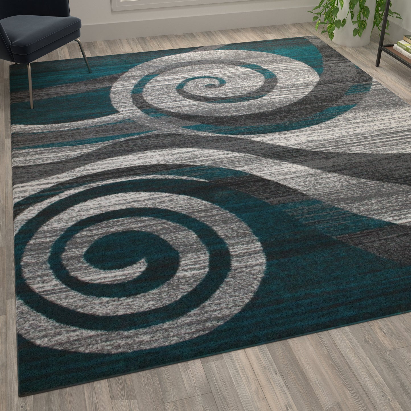 8x10 Turquoise Swirl Area Rug OKR-RG1103-810-TQ-GG