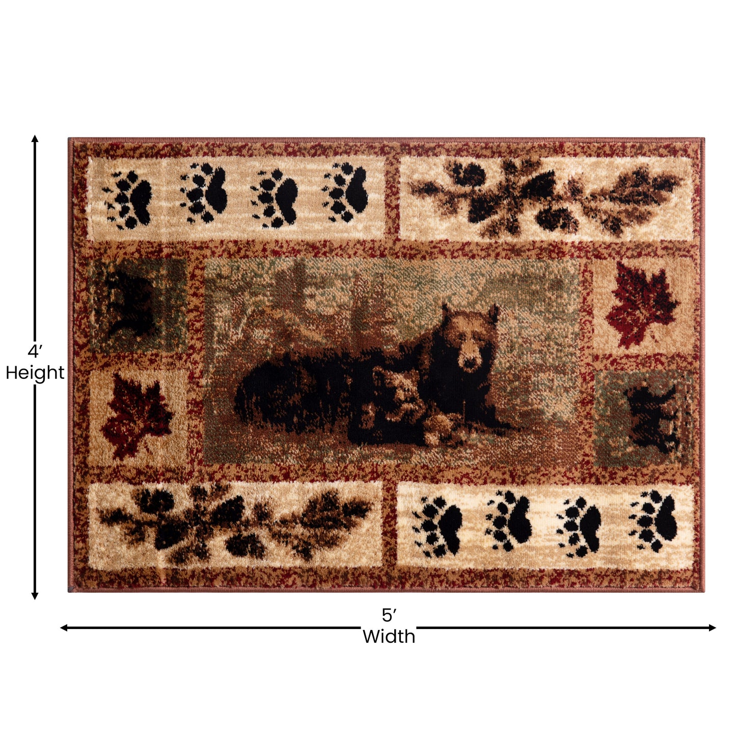 4x5 Brown Bear-Cubs Area Rug OKR-RG1114-45-BN-GG
