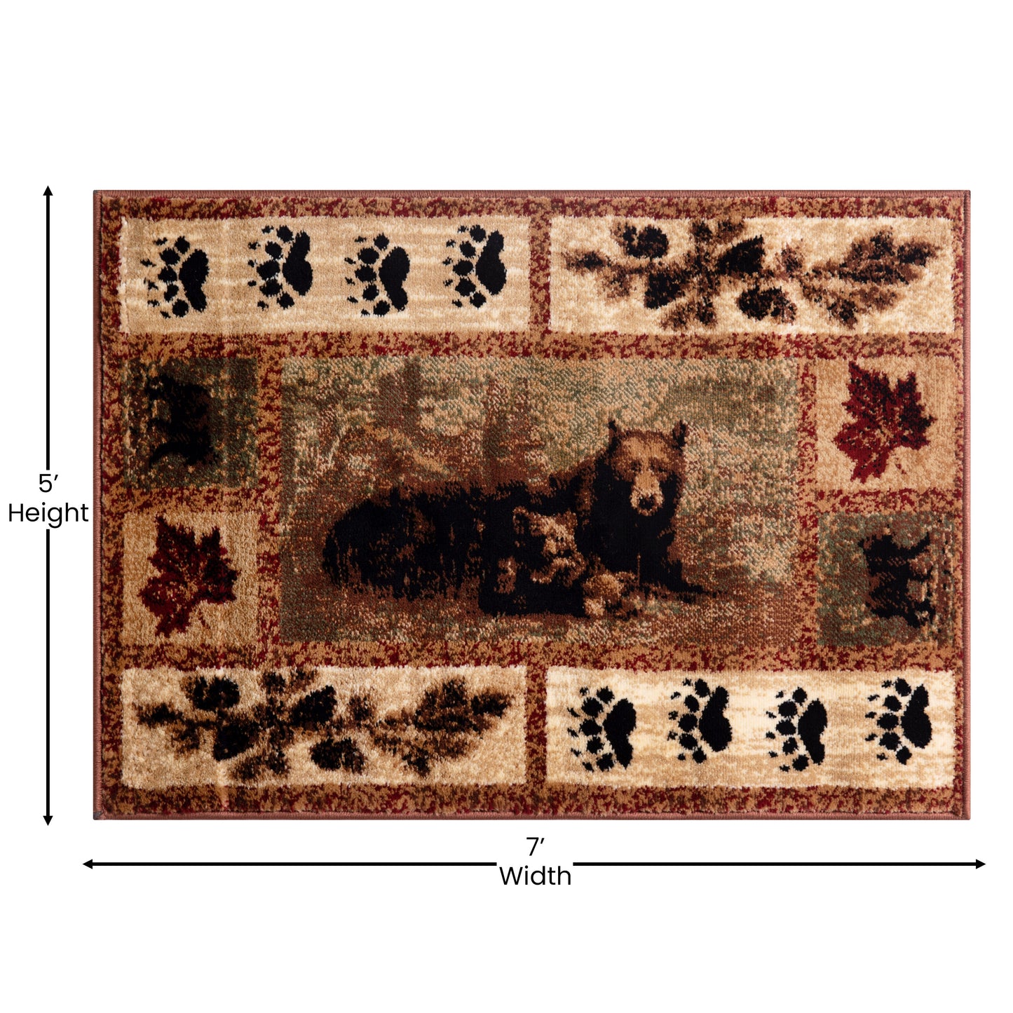 5x7 Brown Bear-Cubs Area Rug OKR-RG1114-57-BN-GG
