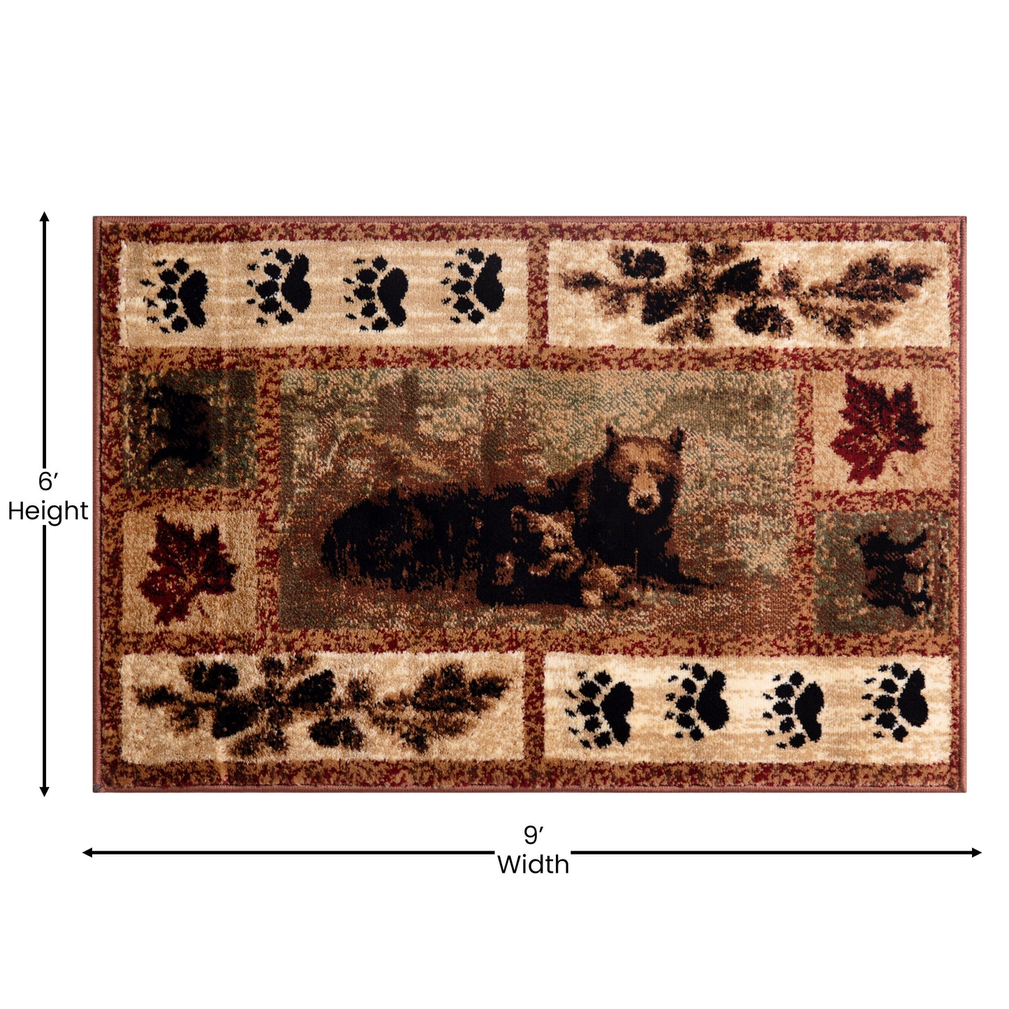 6x9 Brown Bear-Cubs Area Rug OKR-RG1114-69-BN-GG