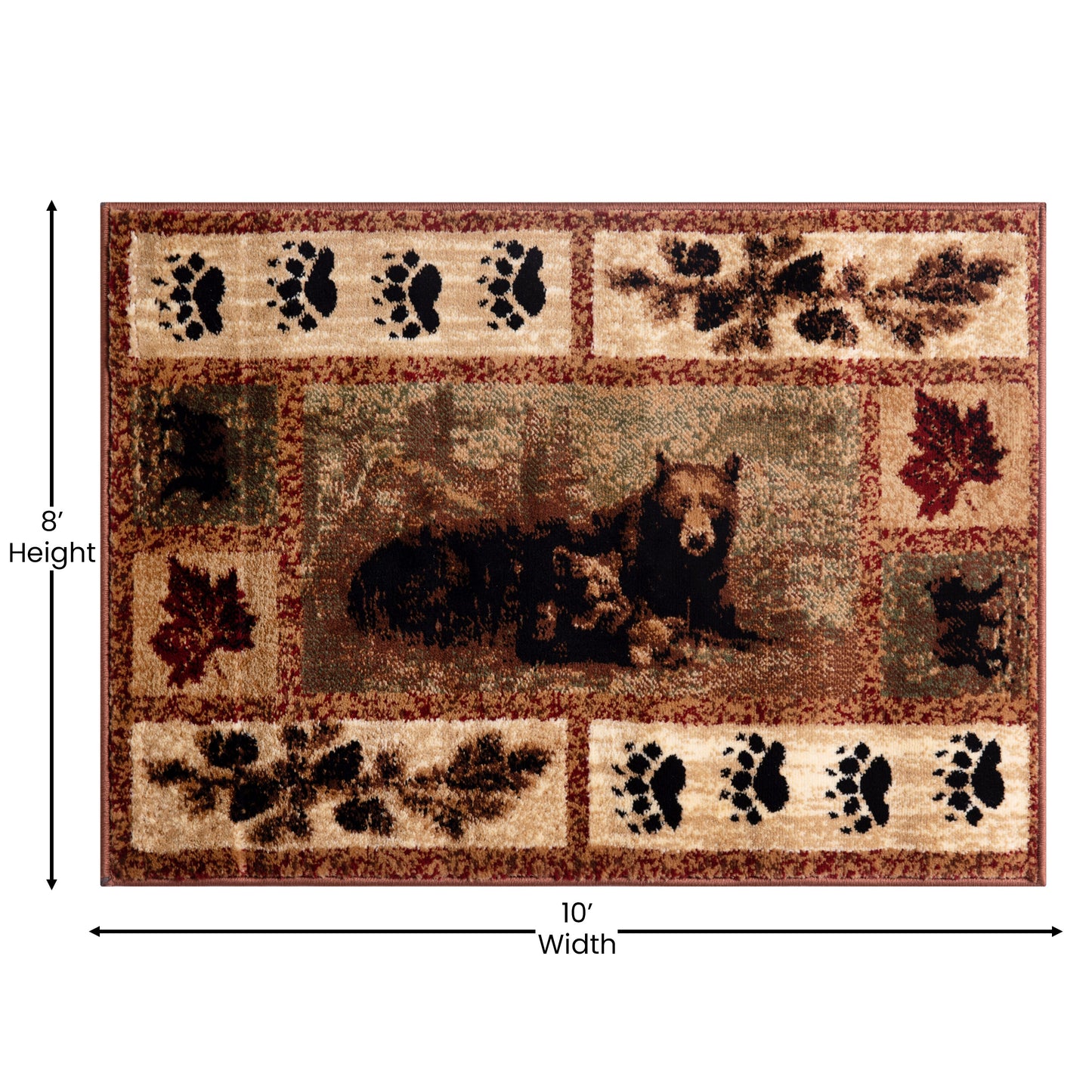 8x10 Brown Bear-Cubs Area Rug OKR-RG1114-810-BN-GG