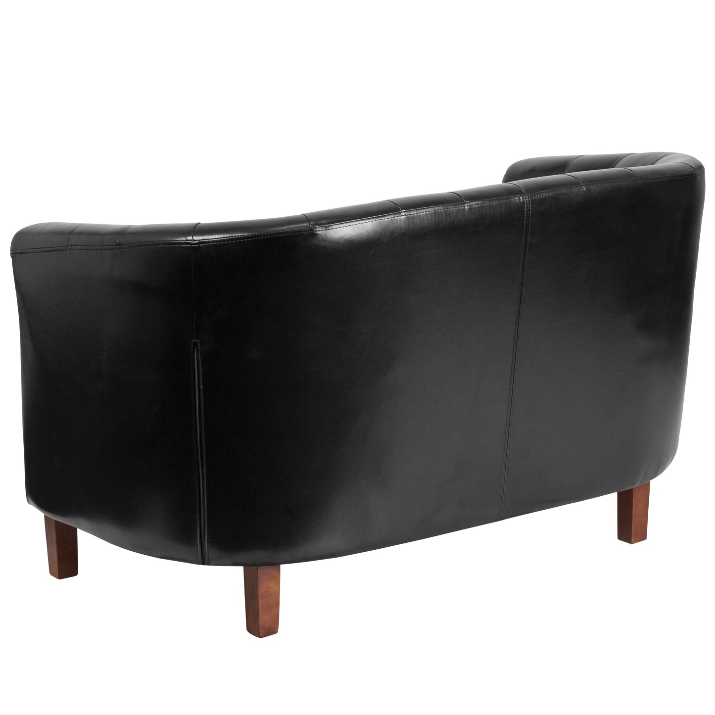 Black Leather Barrel Loveseat QY-B16-2-HY-9030-8-BK-GG
