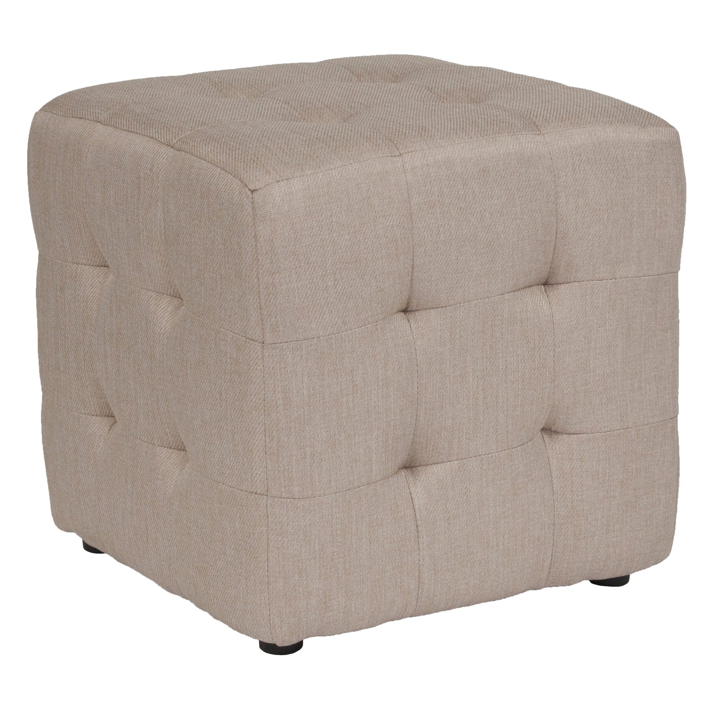 Beige Fabric Tufted Pouf QY-S02-B-GG