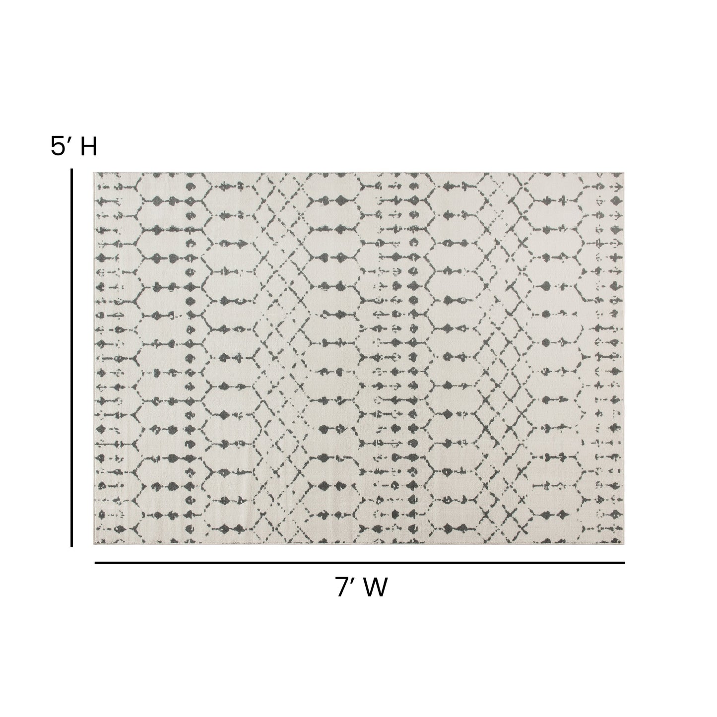 5x7 Ivory & Gray Area Rug RC-CR19-1330-57-IV-GR-GG