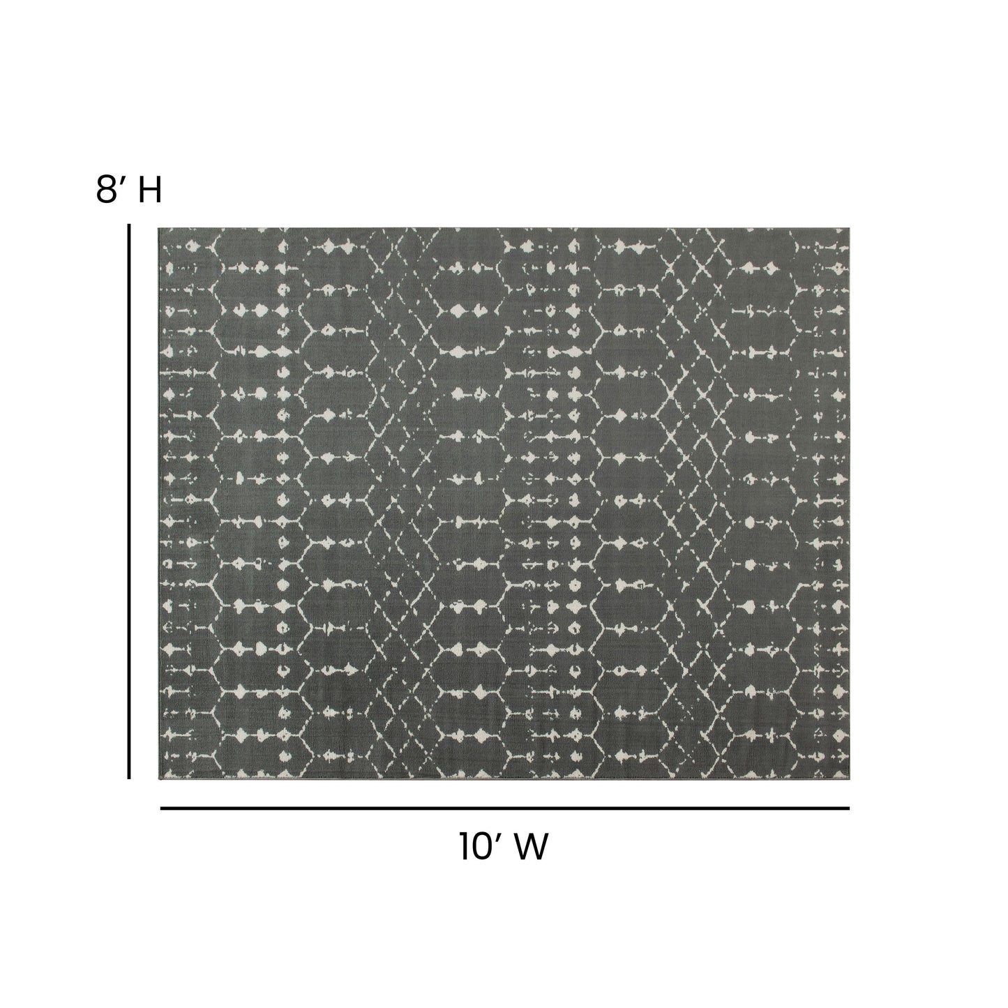 8x10 Dark Gray/Ivory Area Rug RC-CR19-1330-810-GR-GG