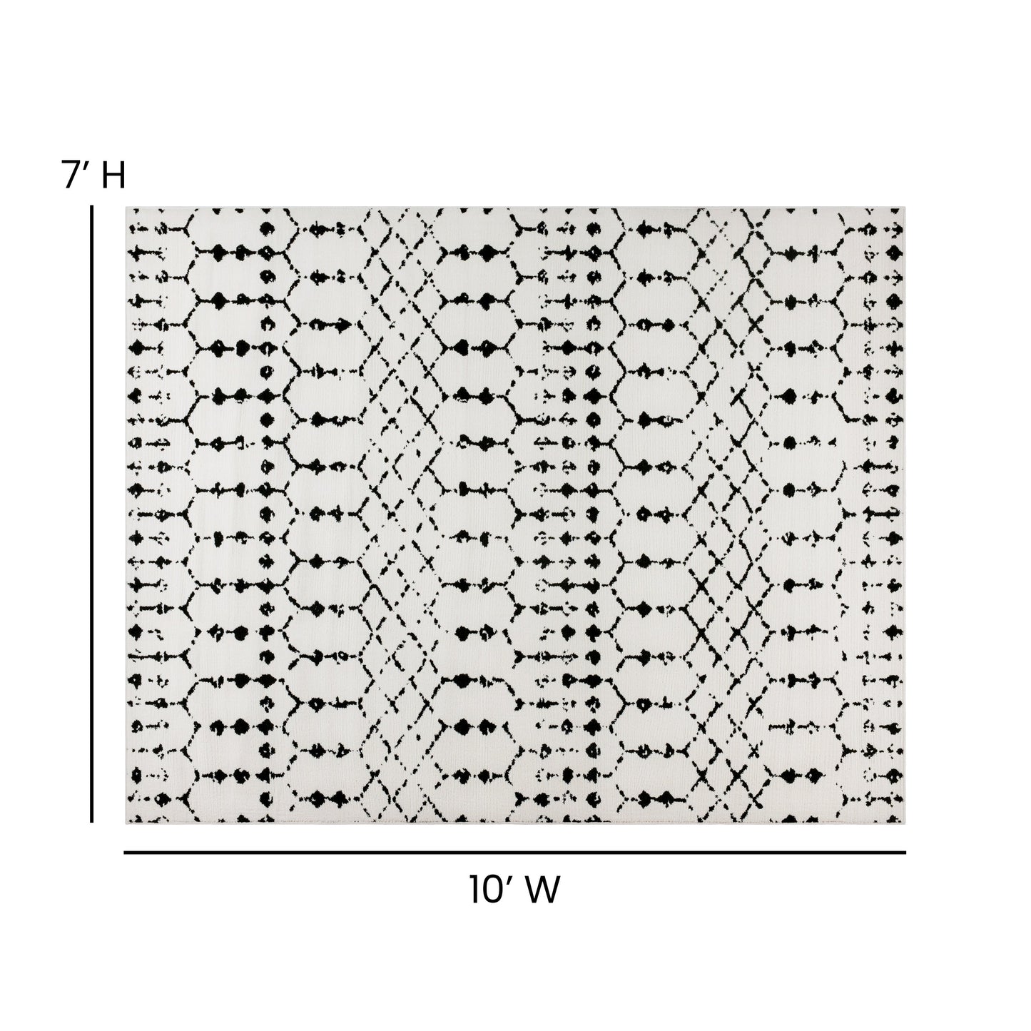 8x10 Ivory & Black Area Rug RC-CR19-1330-810-WH-GG