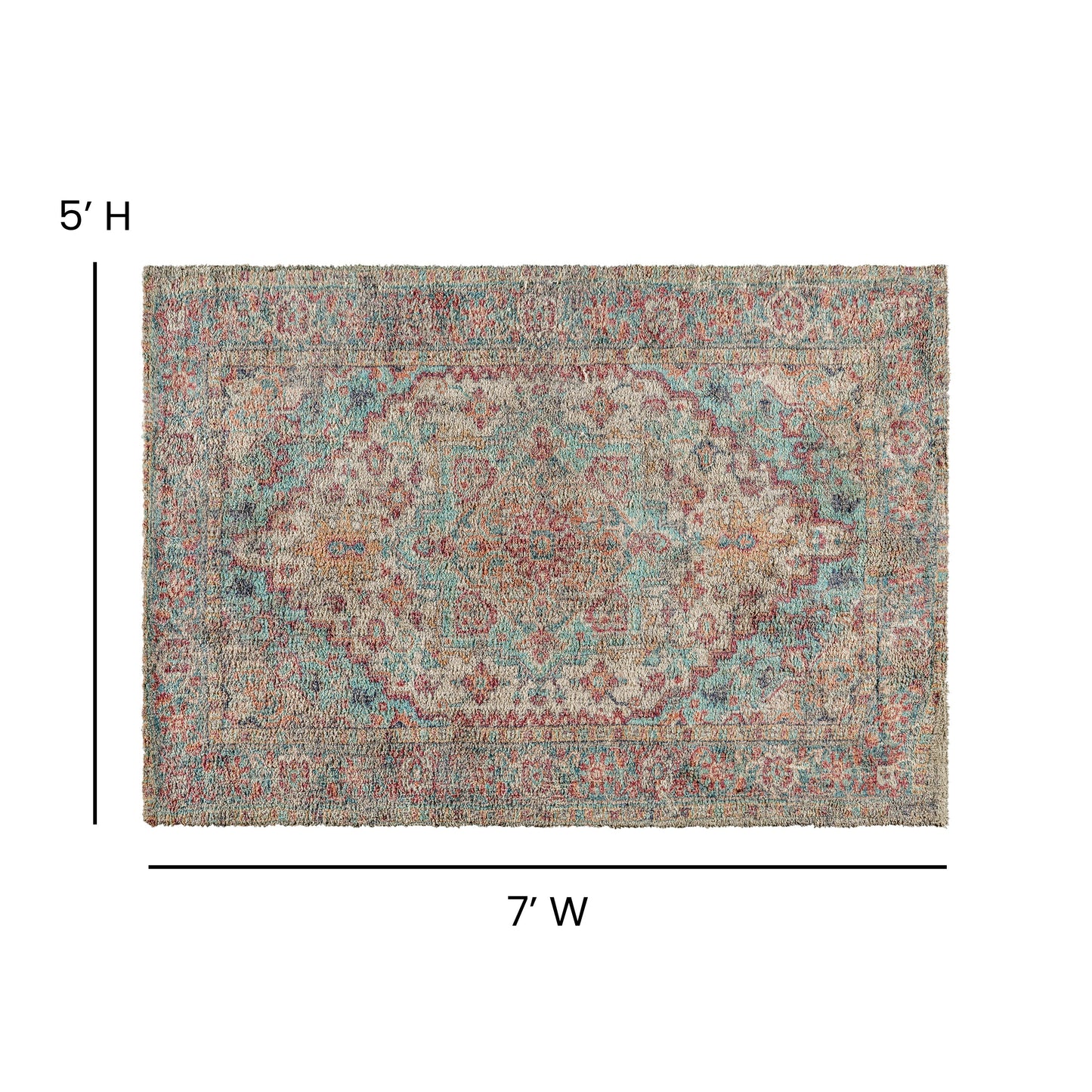 5' x 7' Multicolor Area Rug RC-EG-202101-01-57-BL-GG