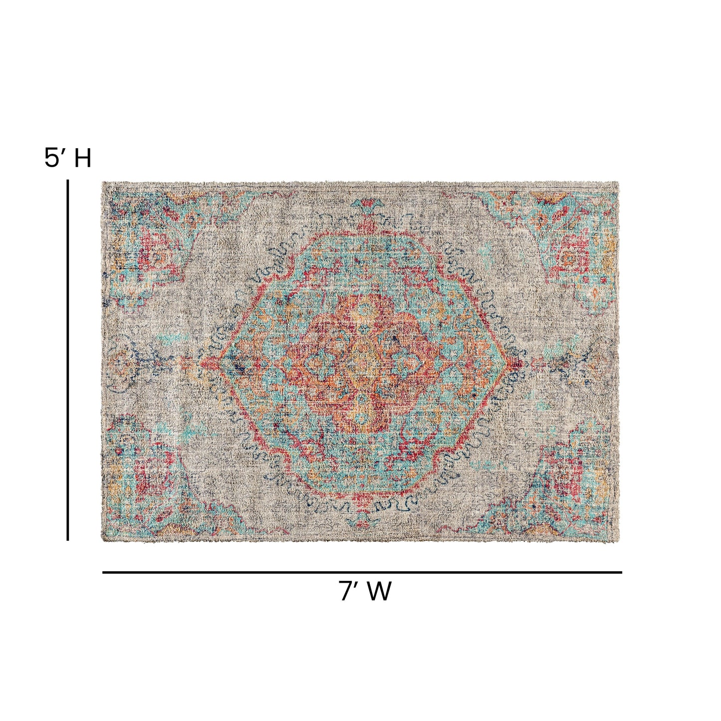 5' x 7' Multicolor Area Rug RC-EG-202101-02-57-GR-GG