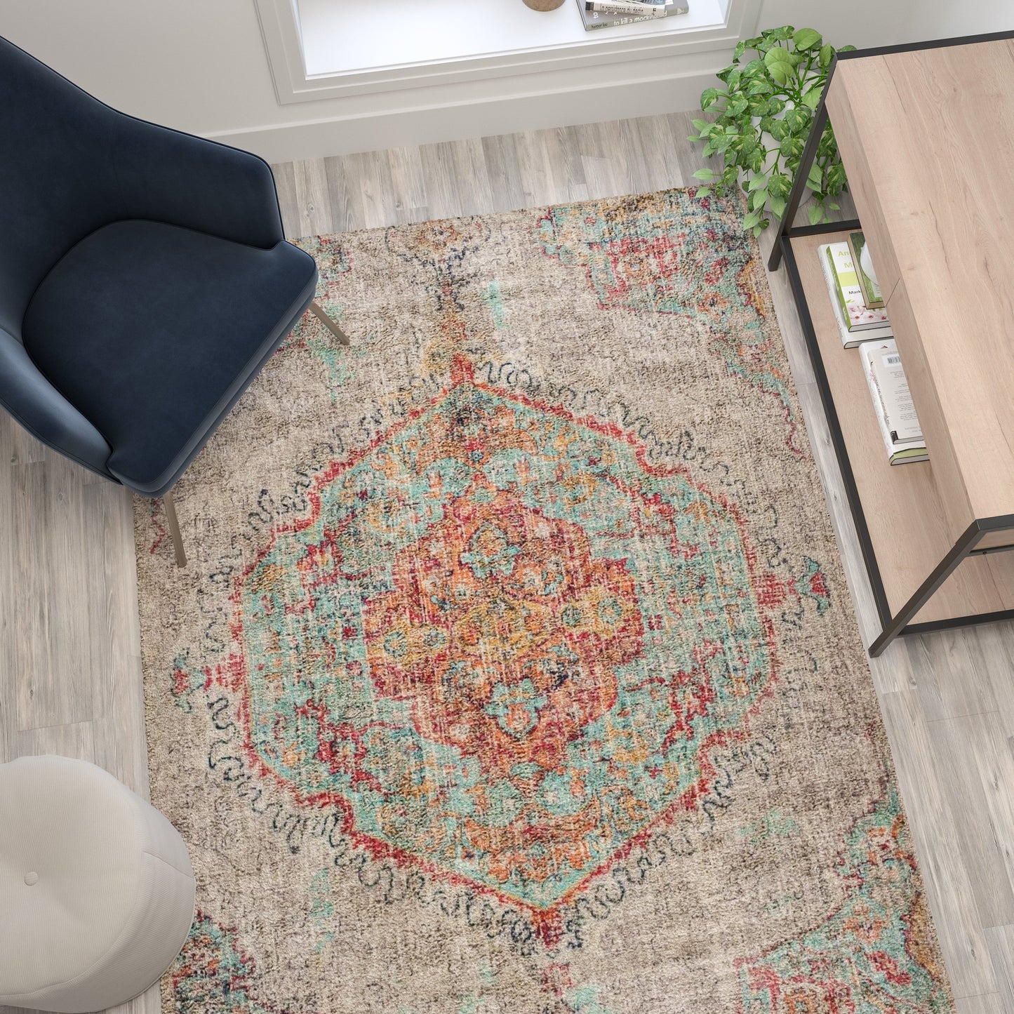 5' x 7' Multicolor Area Rug RC-EG-202101-02-57-GR-GG