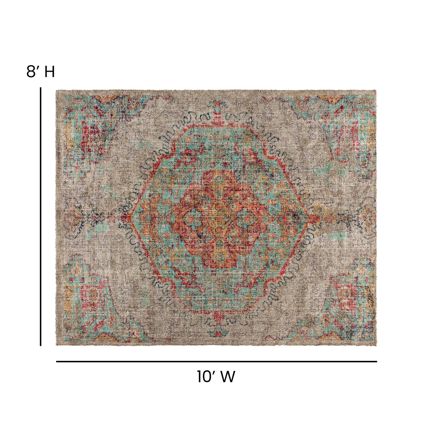 8' x 10' Multicolor Area Rug RC-EG-202101-02-810-GR-GG