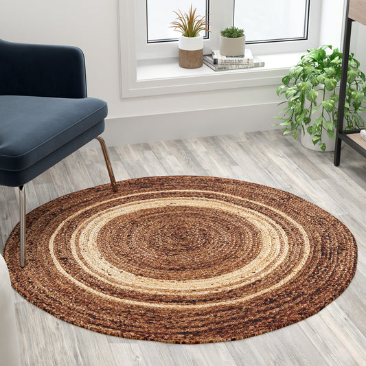 4 Ft RD Natural Jute Area Rug RC-JR-2045-12-48-GG