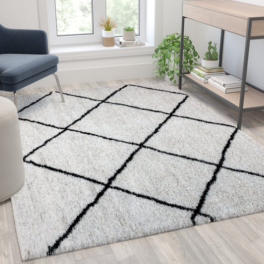 5x7 Ivory & Black Area Rug RC-KJ-181070-01-57-GG