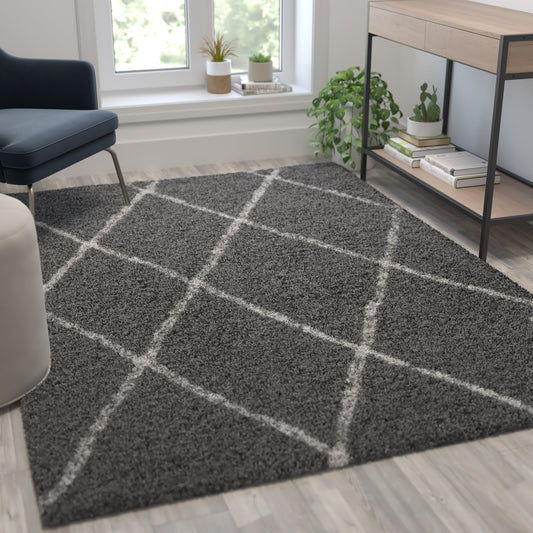 5x7 Charcoal & Ivory Area Rug RC-KJ-181070-01-57-GR-IV-GG
