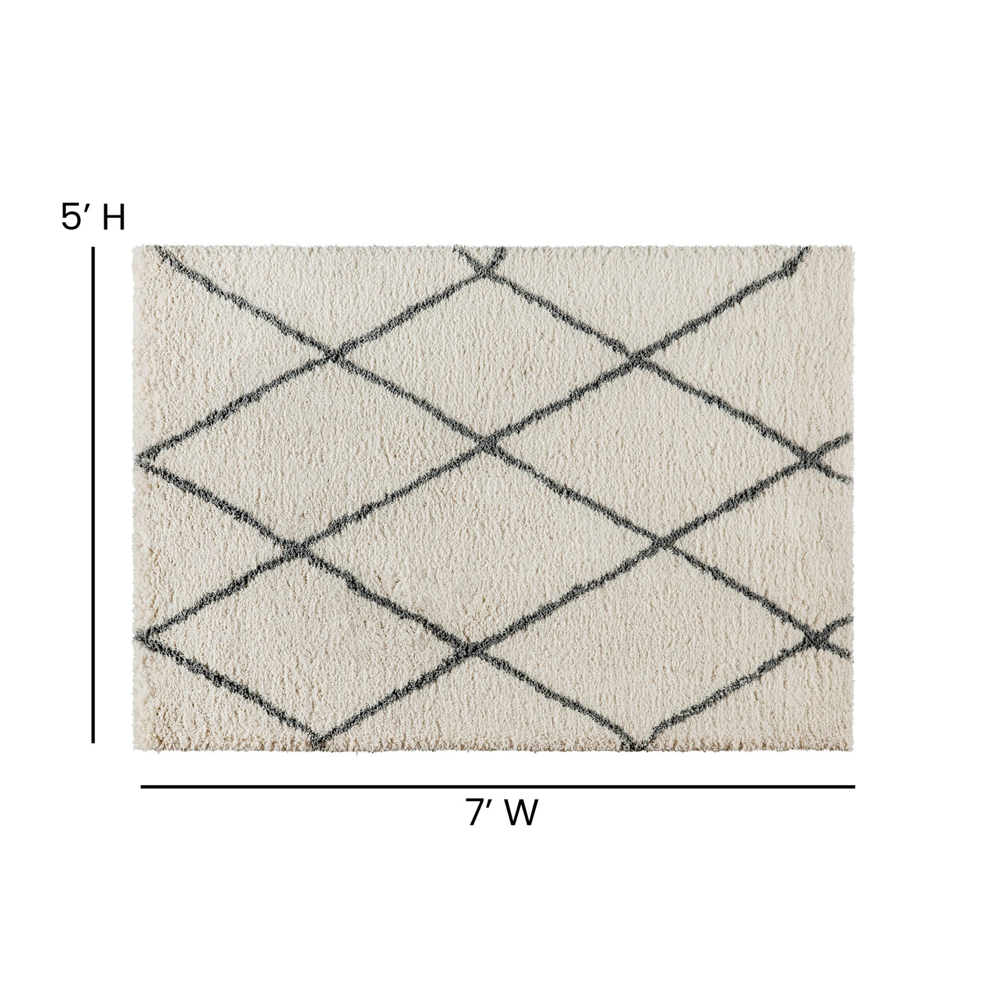 5x7 Ivory & Black Area Rug RC-KJ-181070-01-57-IV-GR-GG
