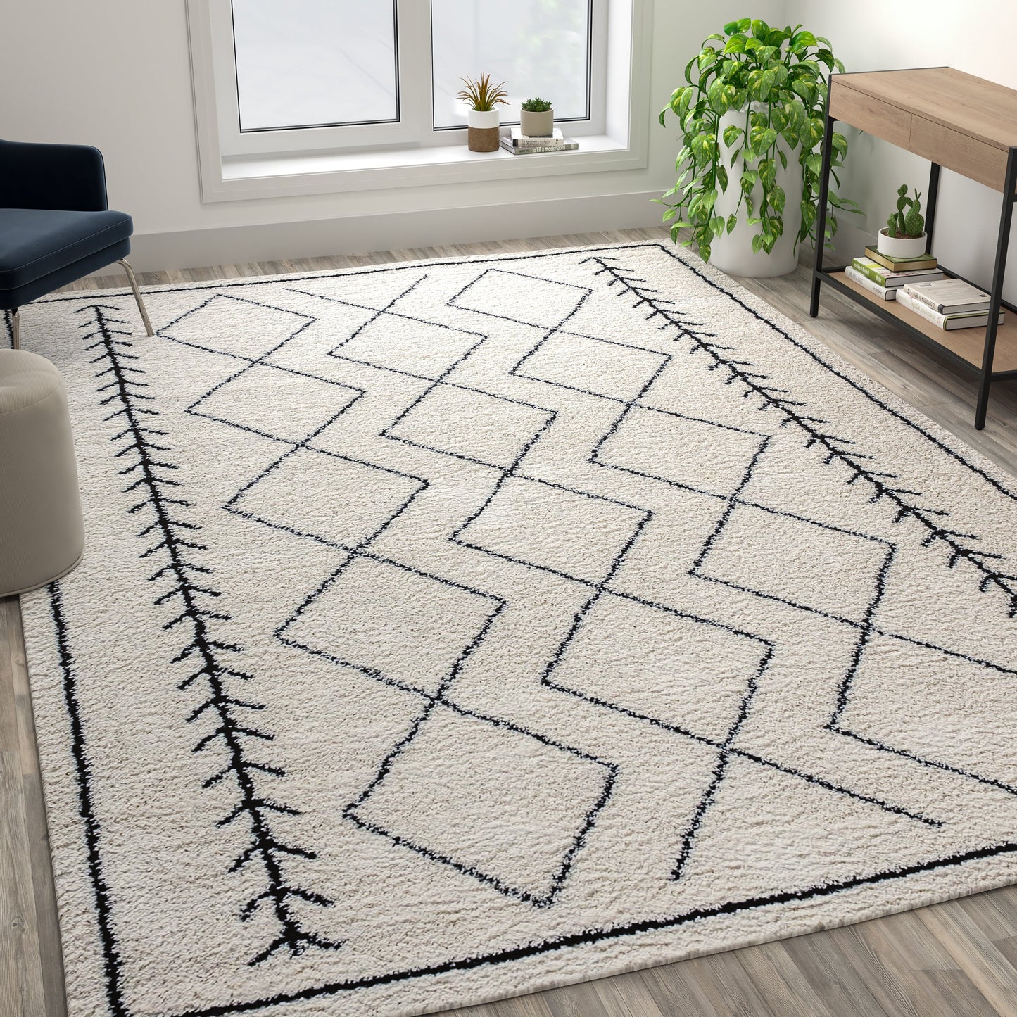 8x10 Ivory & Black Area Rug RC-MS-202012-01-810-GG