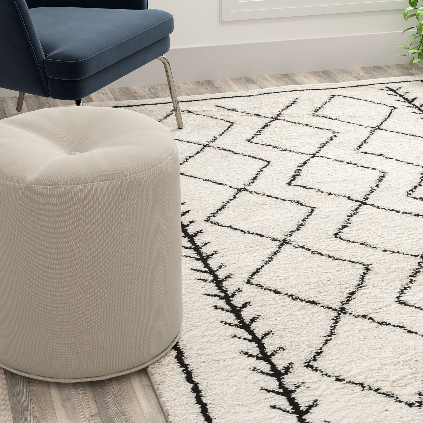 8x10 Ivory & Black Area Rug RC-MS-202012-01-810-GG