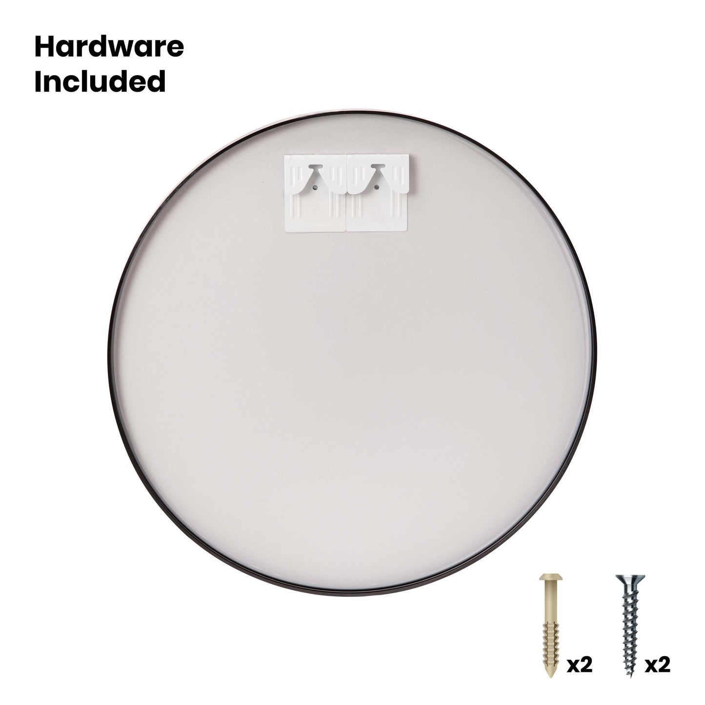 Black 24" Round Wall Mirror RH-M003-RD60MB-BK-GG